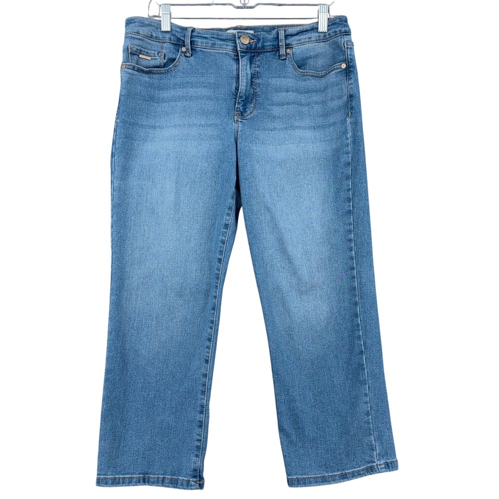 Nine West Chrystie Capri Womens 10 Cotton Blend Blue Jeans